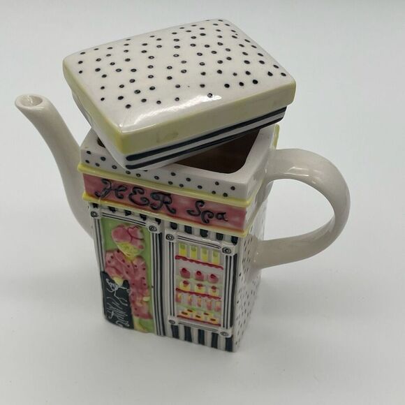 Unique Teapot Her Spa/His Spa Ceramic Mainstreet Store Front MSRF Inc Multicolor - Picture 11 of 16